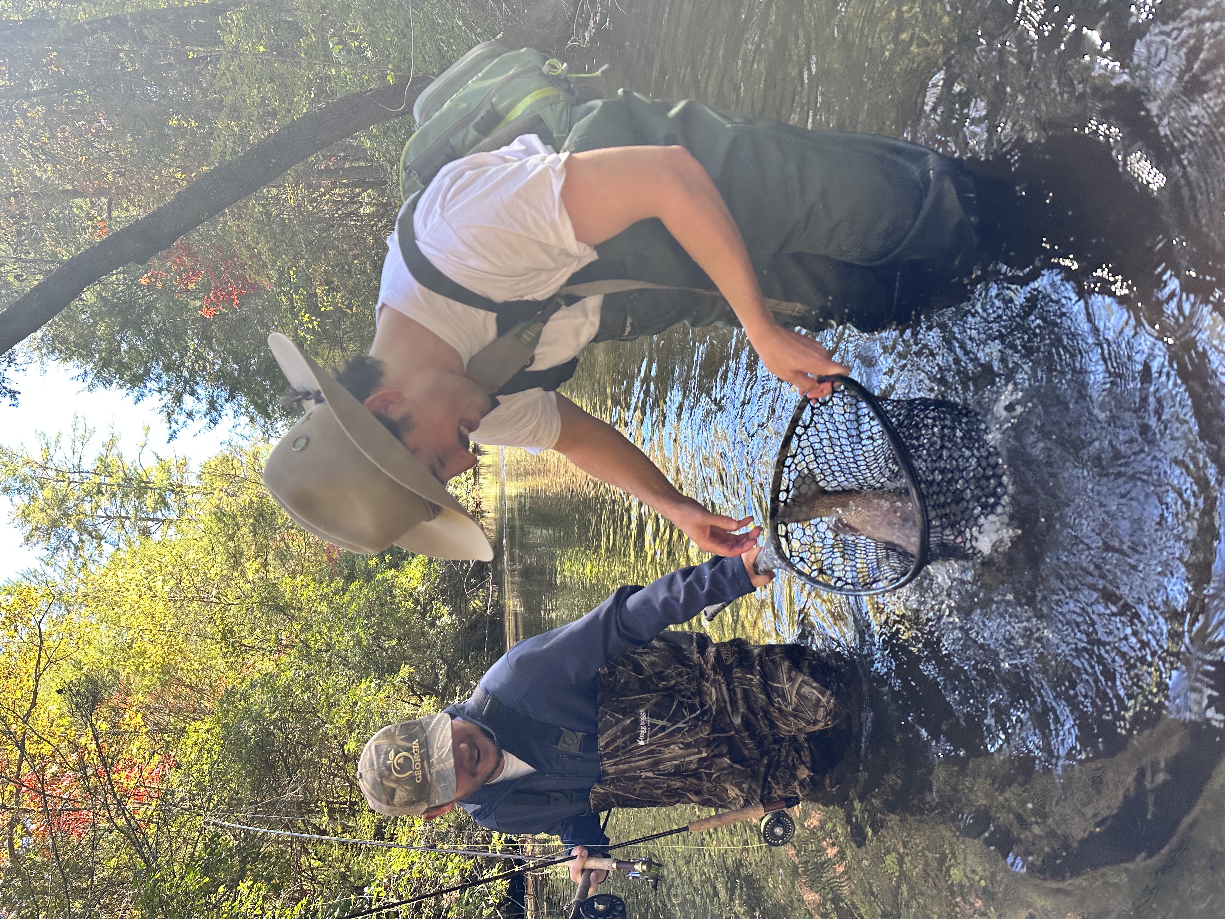 Fly fishing amidst fall foliage
